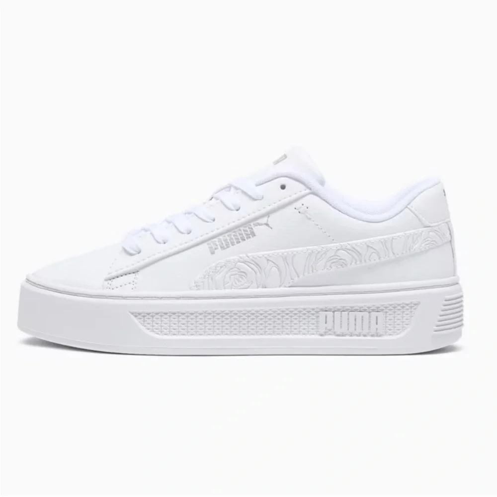 Puma Women’s Smash Platform v3 Sneaker Size 6 Rose Embossed Print